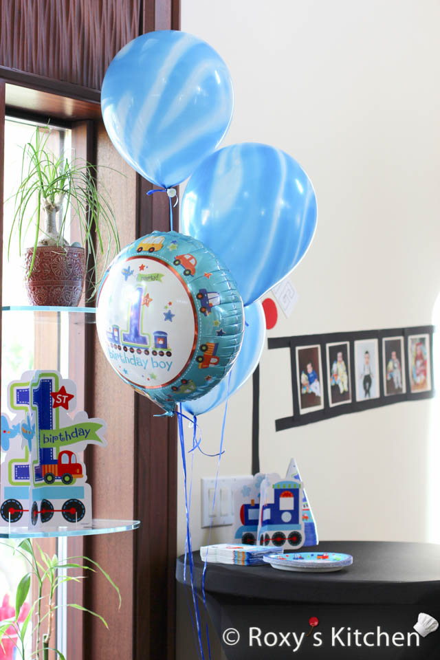Train Themed Birthday Party - Balloons and other party supplies and decorations. 