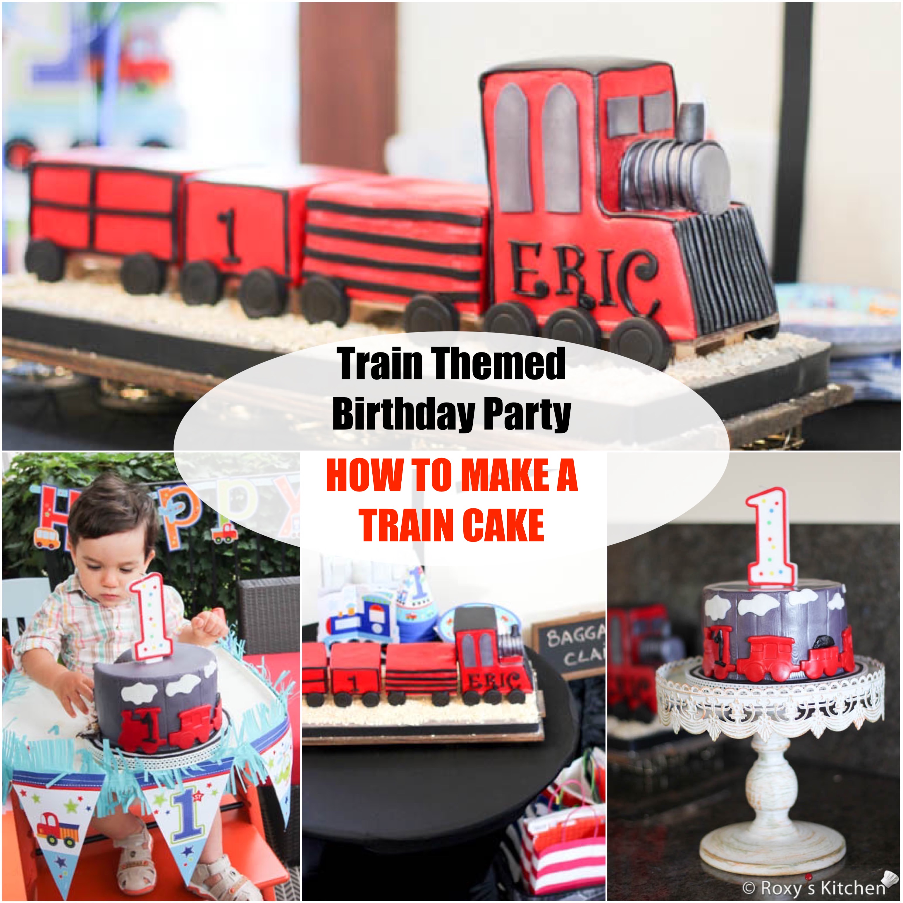 Train theme kids birthday cakes picture of Thomas the train on the train  track on Sodor