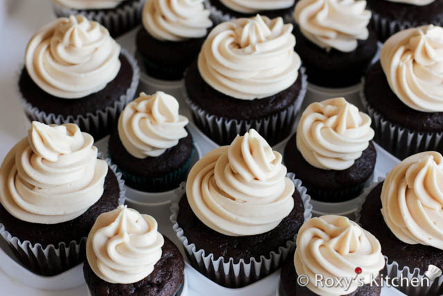 Chocolate cupcakes with salted caramel & mascarpone frosting. 