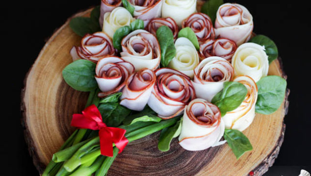 Appetizer Roses Bouquet - Ham, Cheese, Pork Loin