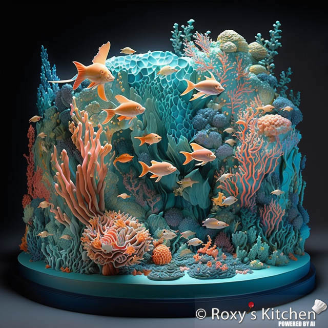 Ocean Cake with Corals and Fish
