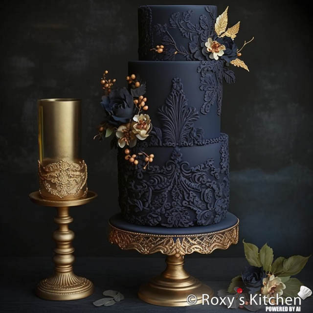 A Vintage Navy Tall Wedding Cake