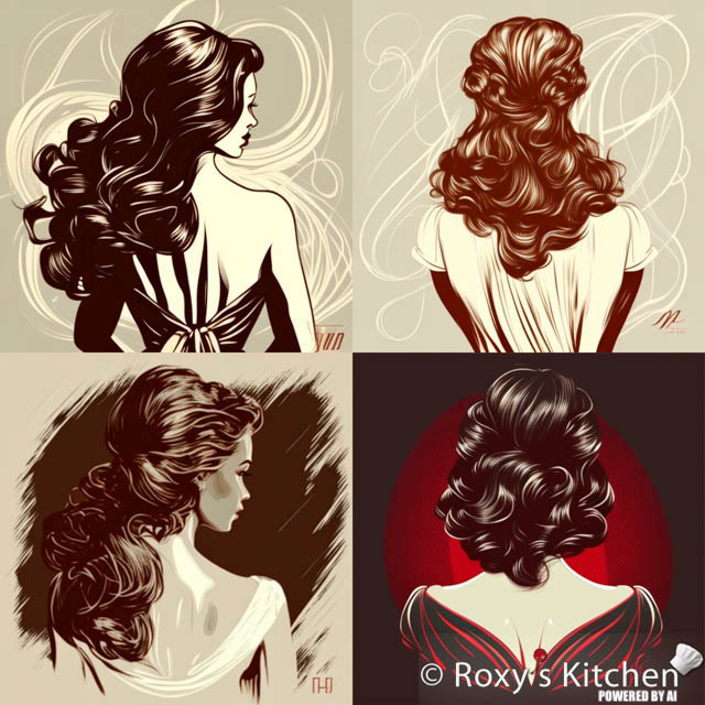 Back of head and body of an elegant woman with wavy hair, vector illustration