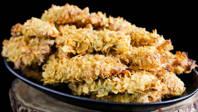 Crispy Oven-Baked Chicken Strips with Corn Flakes