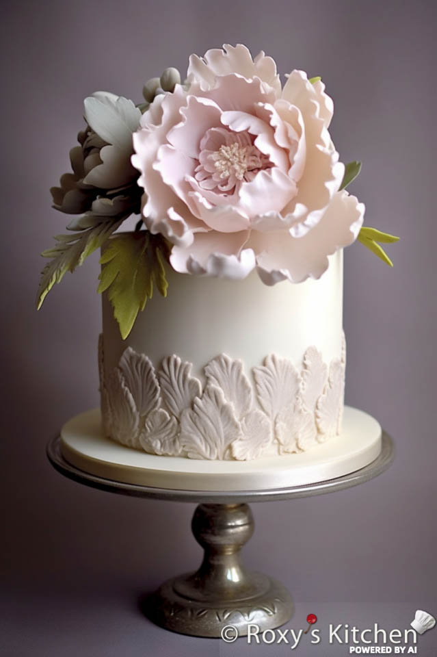 Elegant Cake with Peonies in Neutral Colours