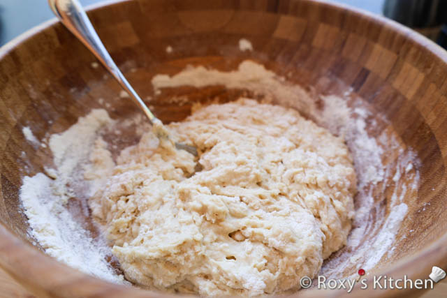 Stir with a spoon or use a stand mixer with a dough hook attachment until a sticky dough forms.