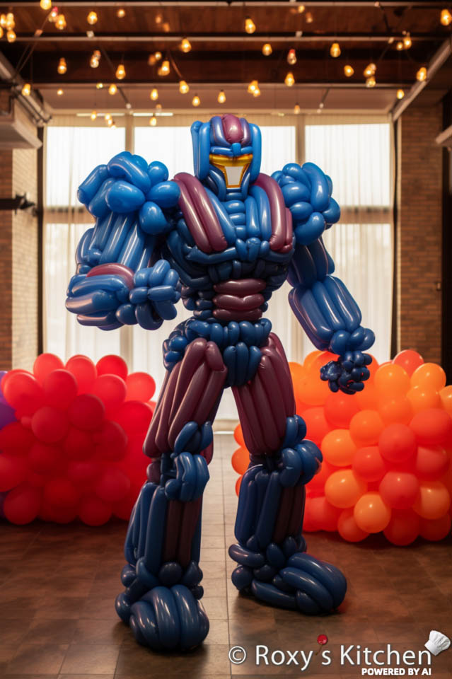 Transformers Themed Birthday Party - Optimus Prime made out of balloons