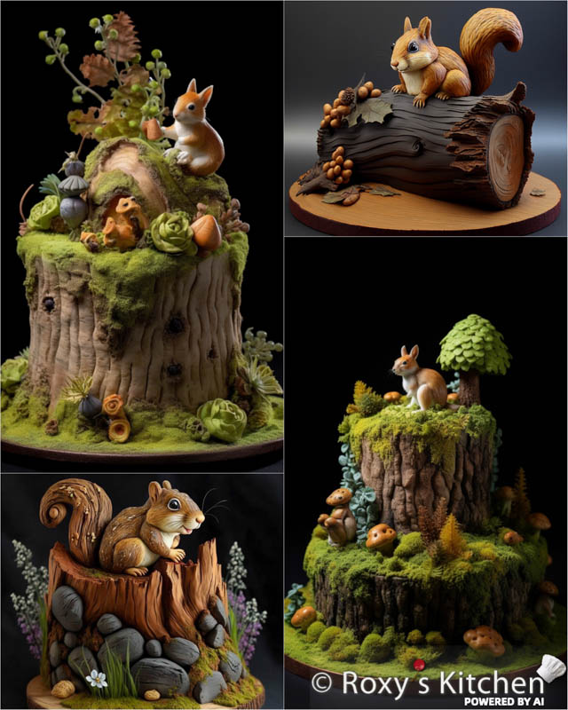 10+ Tree Stumps with Squirrels Cakes