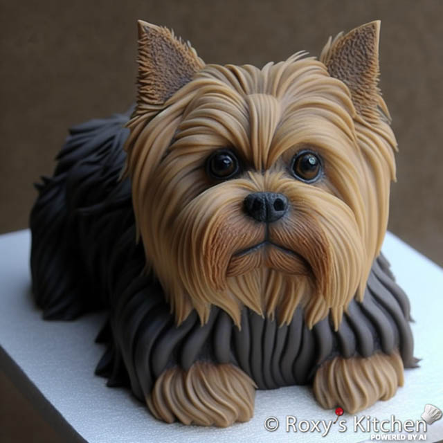 A cute domestic dog (Yorkshire Terrier) with a birthday cake, ready to  celebrate a special occasion Stock Photo - Alamy