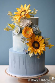 20+ Dusty Blue Cakes with Vibrant Sunflowers - Roxy's Kitchen