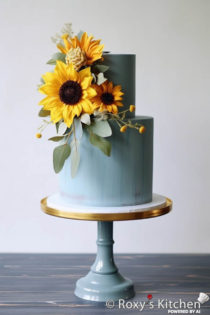 20+ Dusty Blue Cakes with Vibrant Sunflowers - Roxy's Kitchen