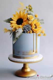 20+ Dusty Blue Cakes with Vibrant Sunflowers - Roxy's Kitchen