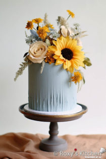 20+ Dusty Blue Cakes with Vibrant Sunflowers - Roxy's Kitchen