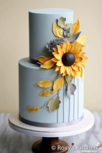 20+ Dusty Blue Cakes with Vibrant Sunflowers - Roxy's Kitchen