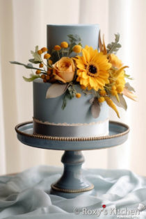 20+ Dusty Blue Cakes with Vibrant Sunflowers - Roxy's Kitchen