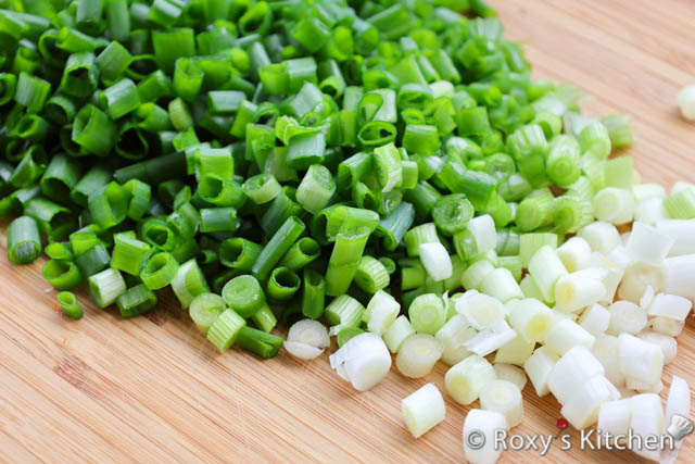 Slice the green onions.