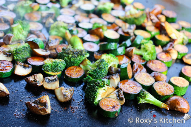 Let the vegetables cook for about 4-6 minutes on each side, or until they are tender and have a slight char.