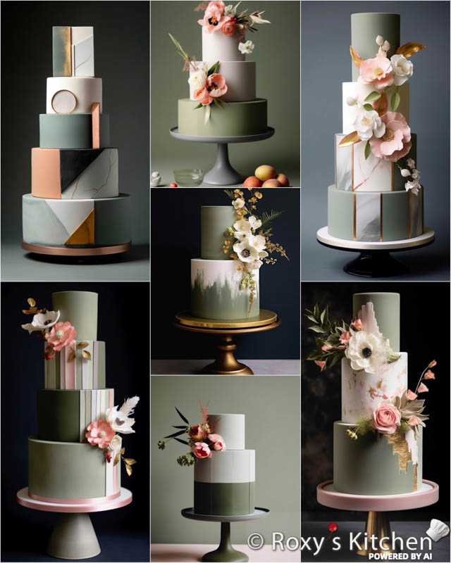 Sage Green and Blush Wedding Cakes