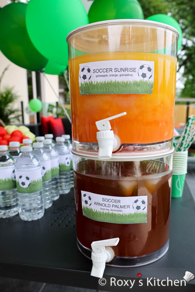 Soccer-Themed Birthday Party Drinks - Soccer Sunrise & soccer Arnold Palmer