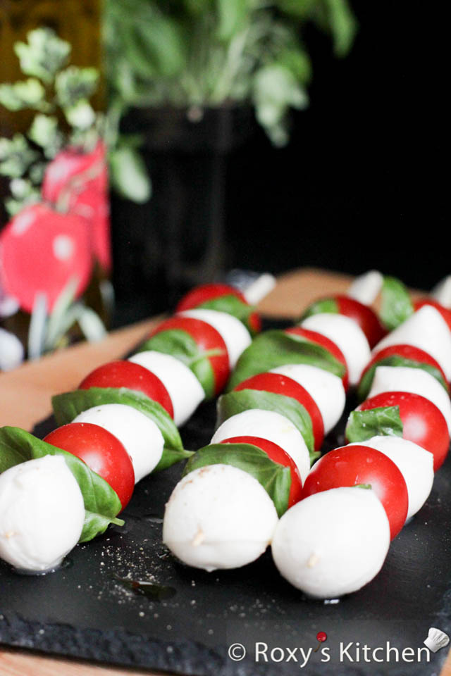 Caprese Skewers - Classic Recipe & Other Variations - Roxy's Kitchen