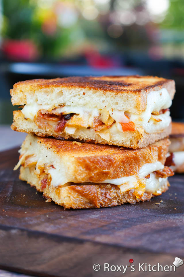 This Kimchi & Bacon Grilled Cheese Sandwich combines the rich flavours of bacon, melted cheese, and the tangy kick of kimchi for a delightful twist on the traditional grilled cheese sandwich. You can serve this sandwich on its own; or, for a more wholesome meal, you can serve it with a side of sweet potato fries, a mixed green salad, or a warm bowl of soup.