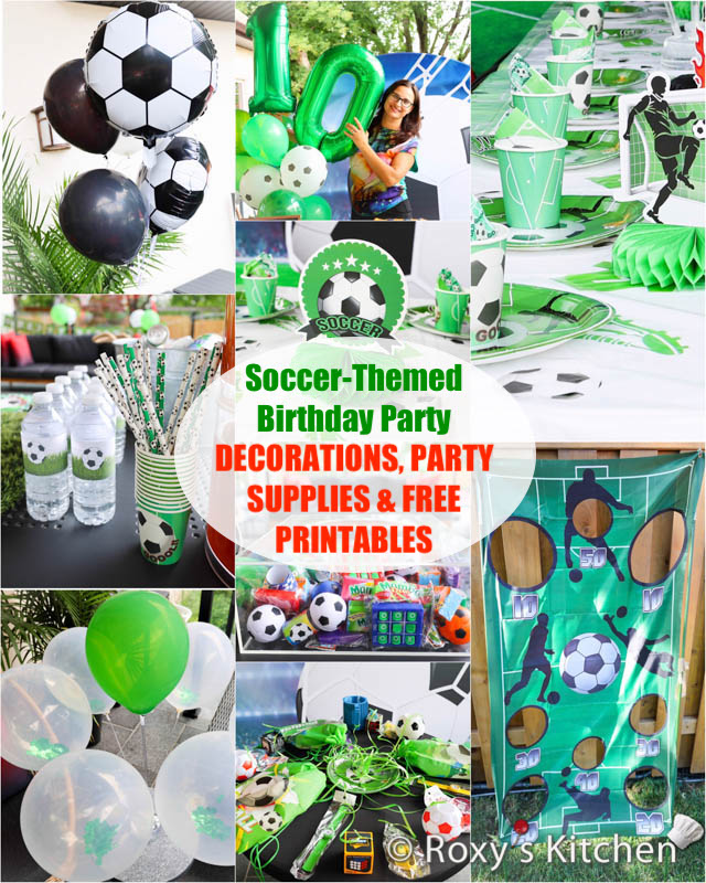 In this post, I’ll share the soccer-themed party decorations and supplies that we used plus several DIY ideas. These will help you create an exciting and memorable atmosphere for the party. I have also included some free printables and links to free soccer-themed invitations. 