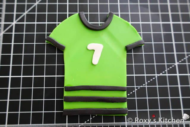Green soccer jersey made out of fondant 