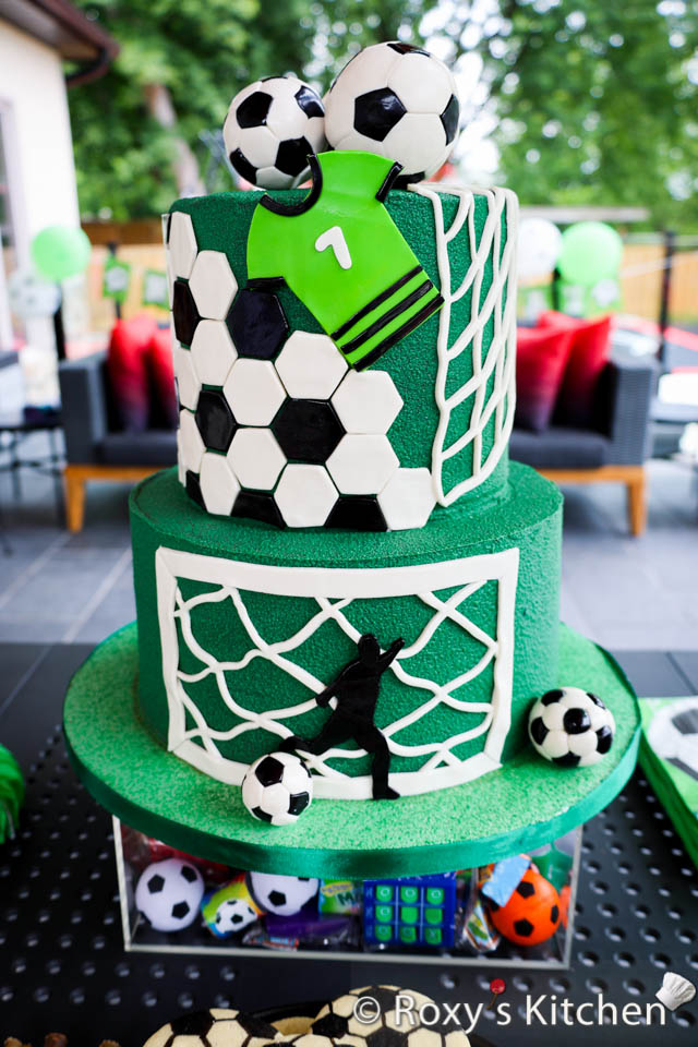 Learn how to make a Soccer-Themed Cake that's as impressive as it is delicious! It's a great for die-hard soccer fans or for a soccer-themed birthday party! 