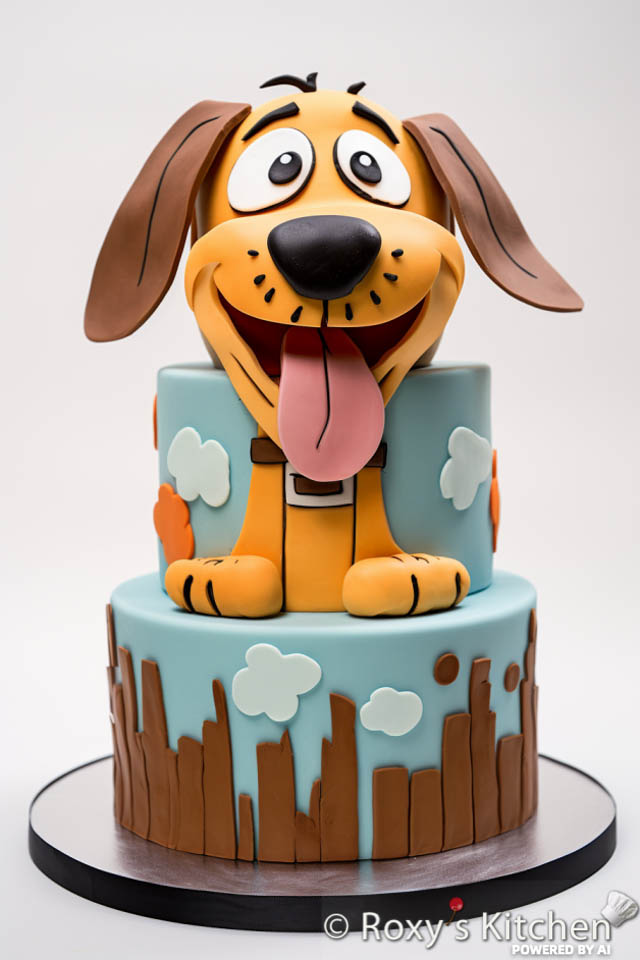 Three-tier dog cake / simple design for a dog-themed birthday party