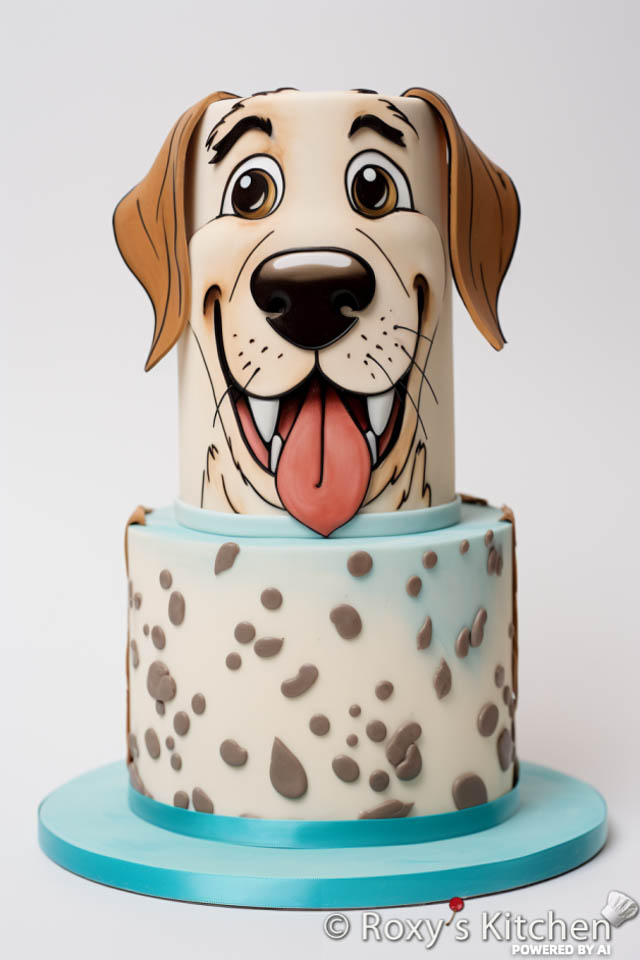 Two-tier dog cake / simple design for a dog-themed birthday party