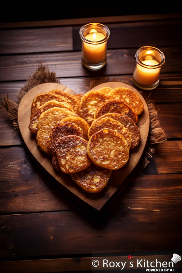 Regular Pancakes Arranged on a Heart-Shaped Food Board