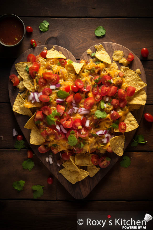 Nachos & Salsa on a Heart-Shaped Food Board