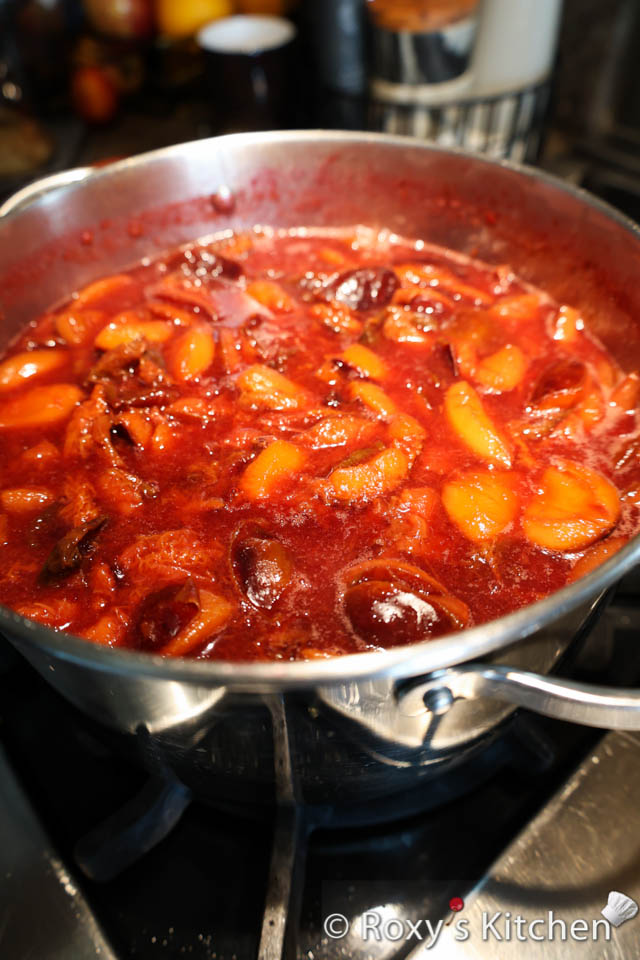 Plum Jam - Let the mixture simmer for about 15-20 minutes, stirring frequently to prevent sticking.