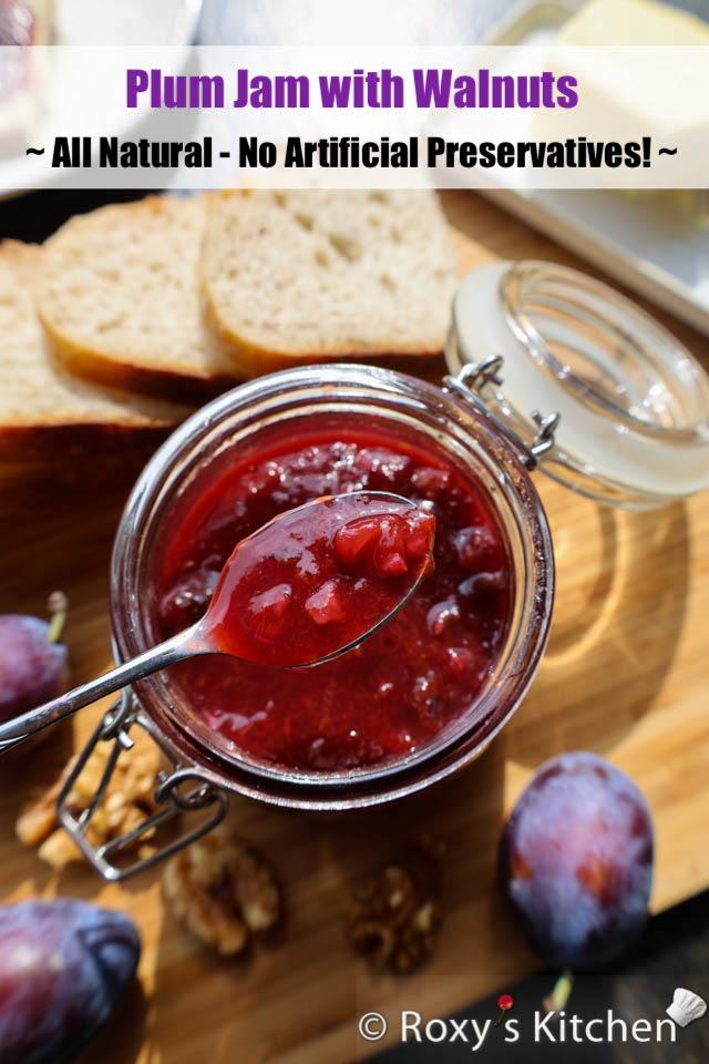 Plum Jam with Walnuts - Learn how to make a delightful Plum Jam with Walnuts, made entirely from natural ingredients and free of artificial preservatives. This jam has a unique texture and flavour ❤! 