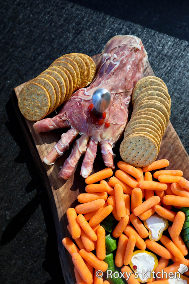 Halloween food board - bloody arm