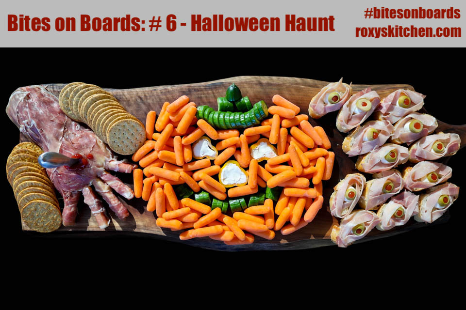 Bites on Boards: # 6 Halloween Haunt - This Halloween Haunt food board is filled with creative and delicious treats that are perfect for celebrating the spooky holiday. 