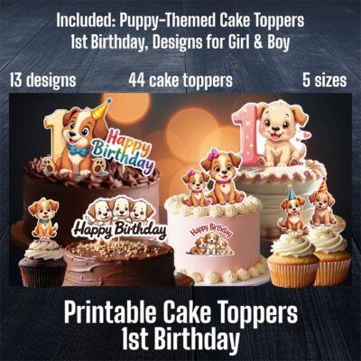 Puppy Cake Toppers - 1st Birthday Package