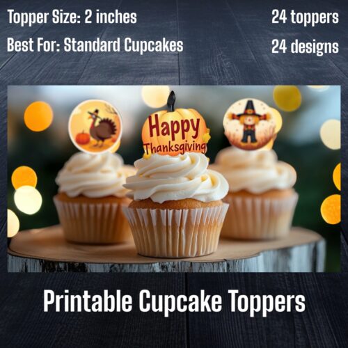 Thanksgiving II Cupcake Toppers (2'') - 24 Designs