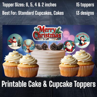 Christmas Snowy Day Collection Cake & Cupcake Toppers (2'' to 6'')