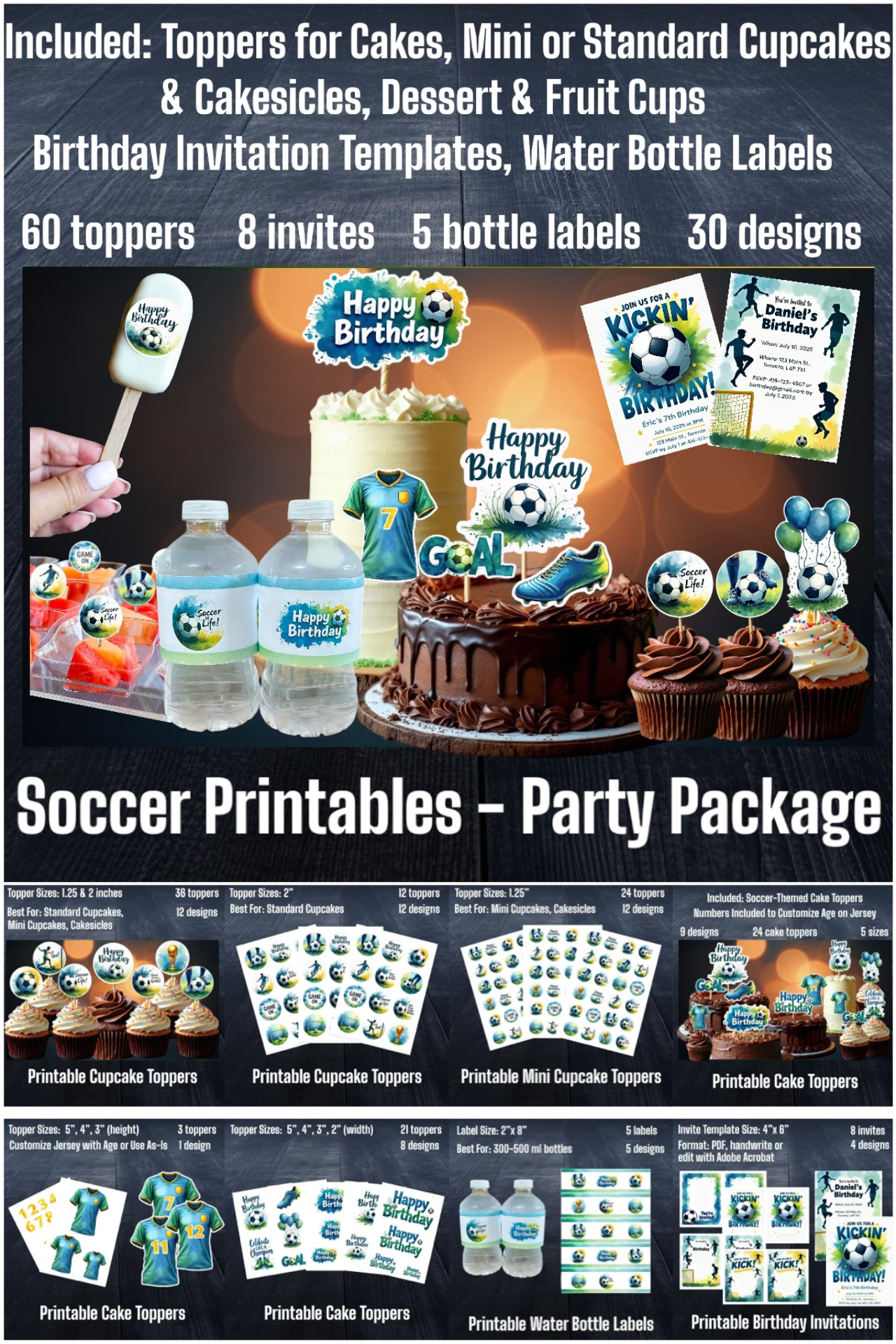 Soccer Party Package Printables Watercolour Collection
