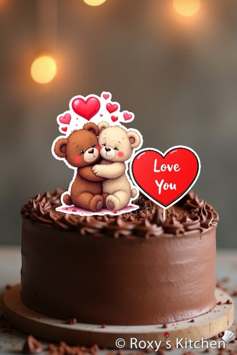 Valentine's Day Cake with Toppers - Customize your desserts at home with these printable Valentine's Day Cake & Cupcake Toppers!