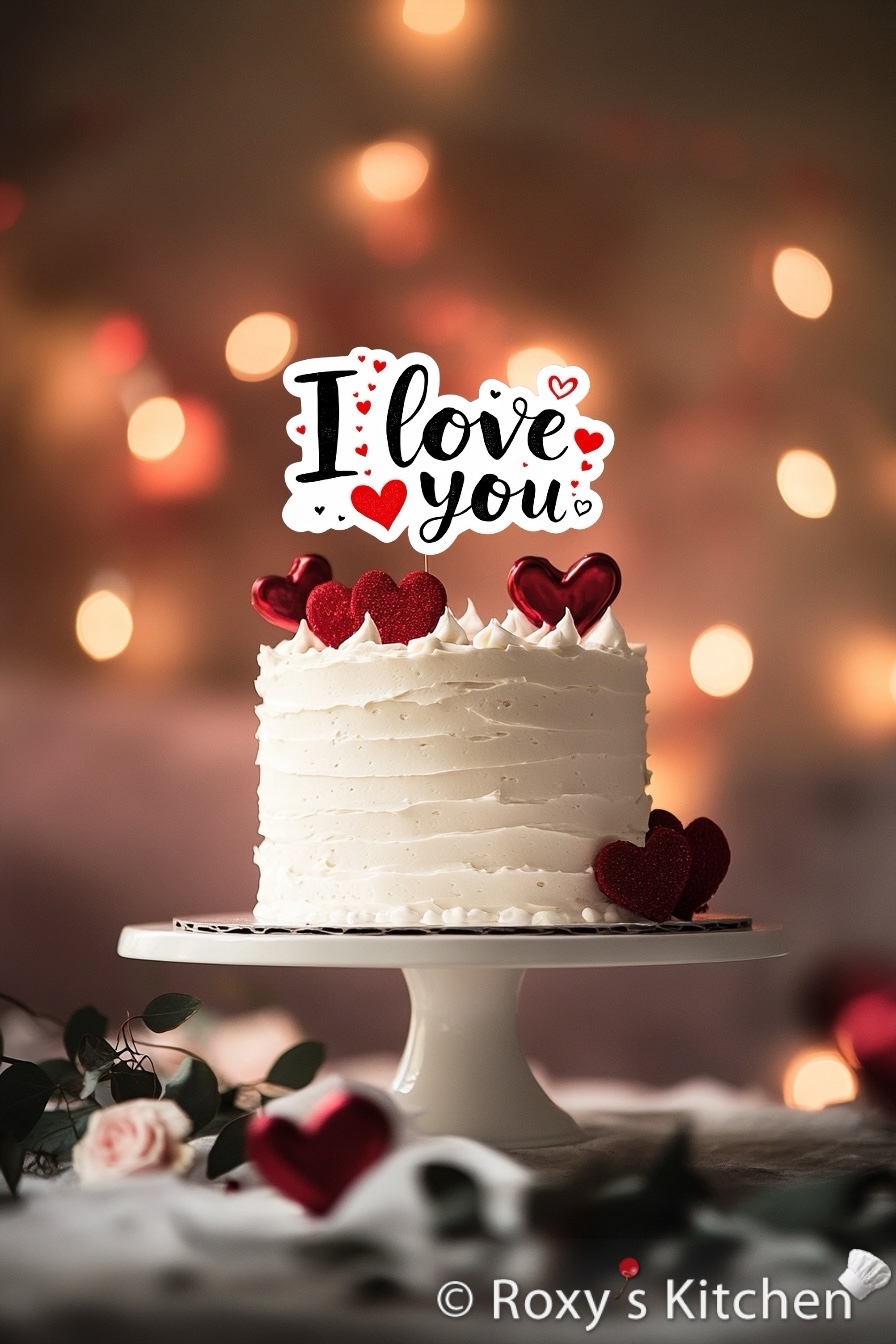 Valentine's Day Cake with Toppers - Customize your desserts at home with these printable Valentine's Day Cake & Cupcake Toppers!