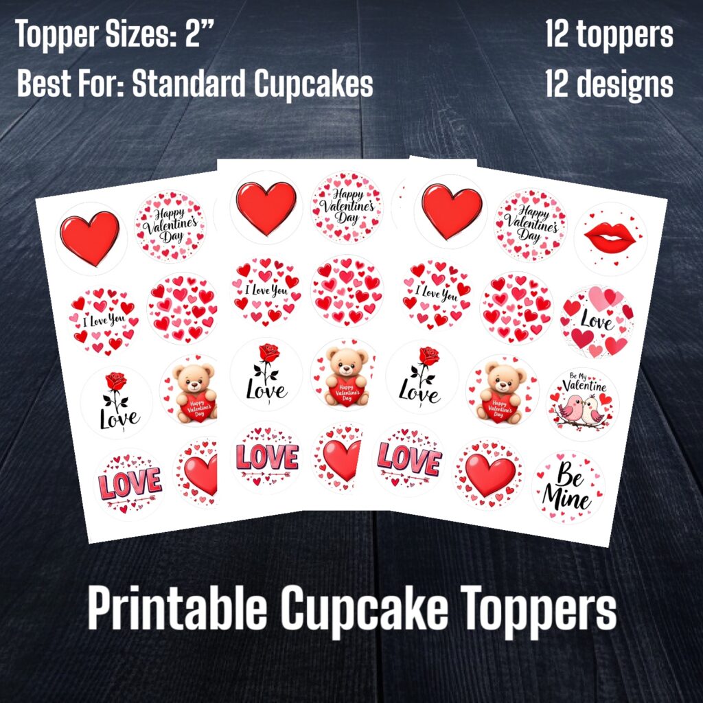Valentine's Day Printable Cupcake Toppers